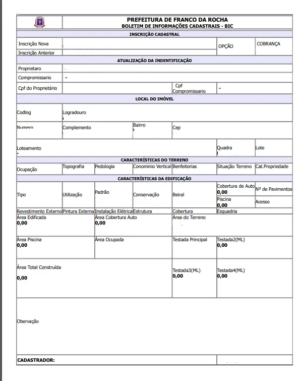 gerando ficha de cadastro com as informações