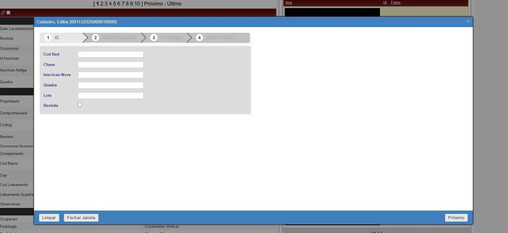 demostração do sistema adicionando campos