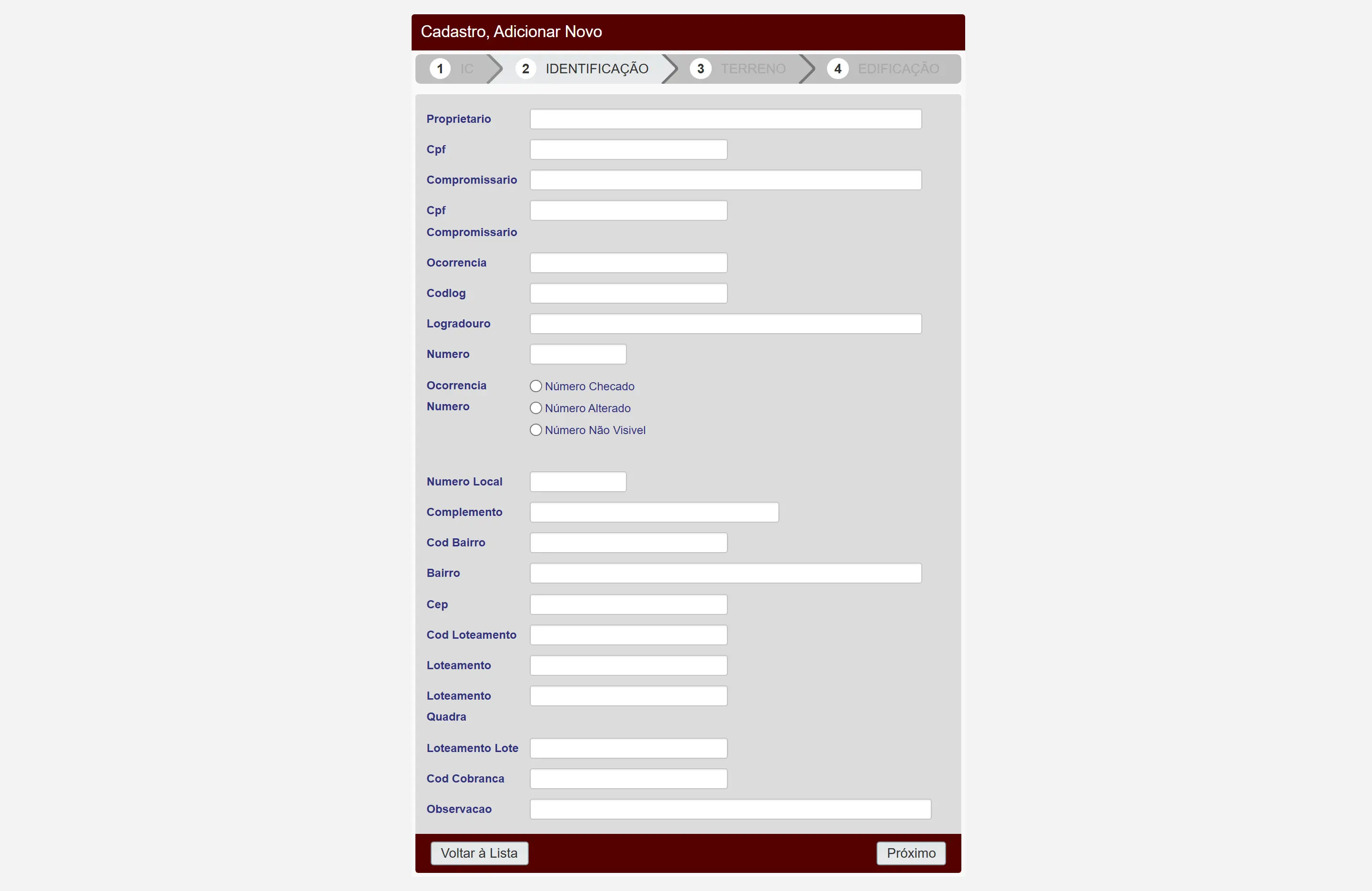 imagem demostrativa para adicionar informações no sistema